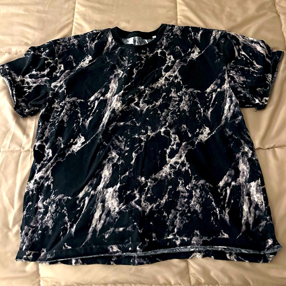 Eco Black Marble Print Regular T-Shirt